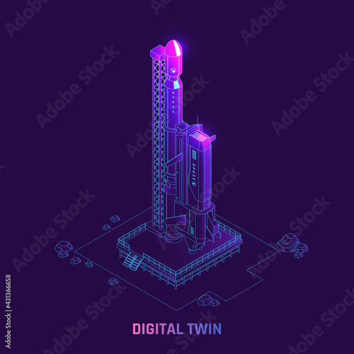 Digital Twin Technology Isometric Background