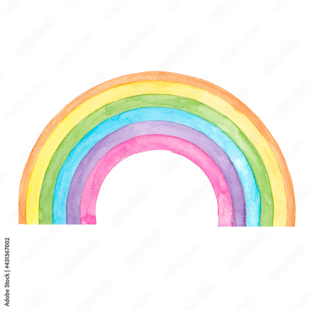 Fototapeta premium Watercolor rainbow design on white background