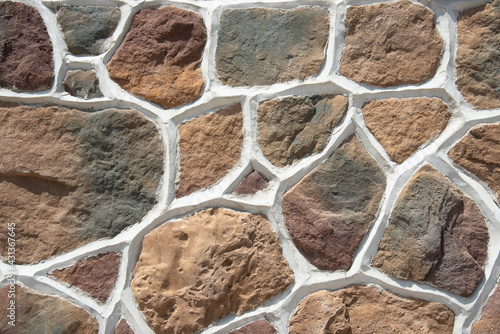 Decorative stones on wall cement material many block