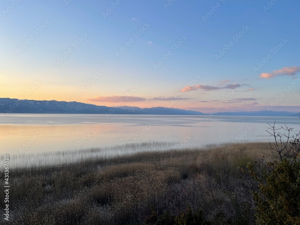 sunset over lake Ohrid