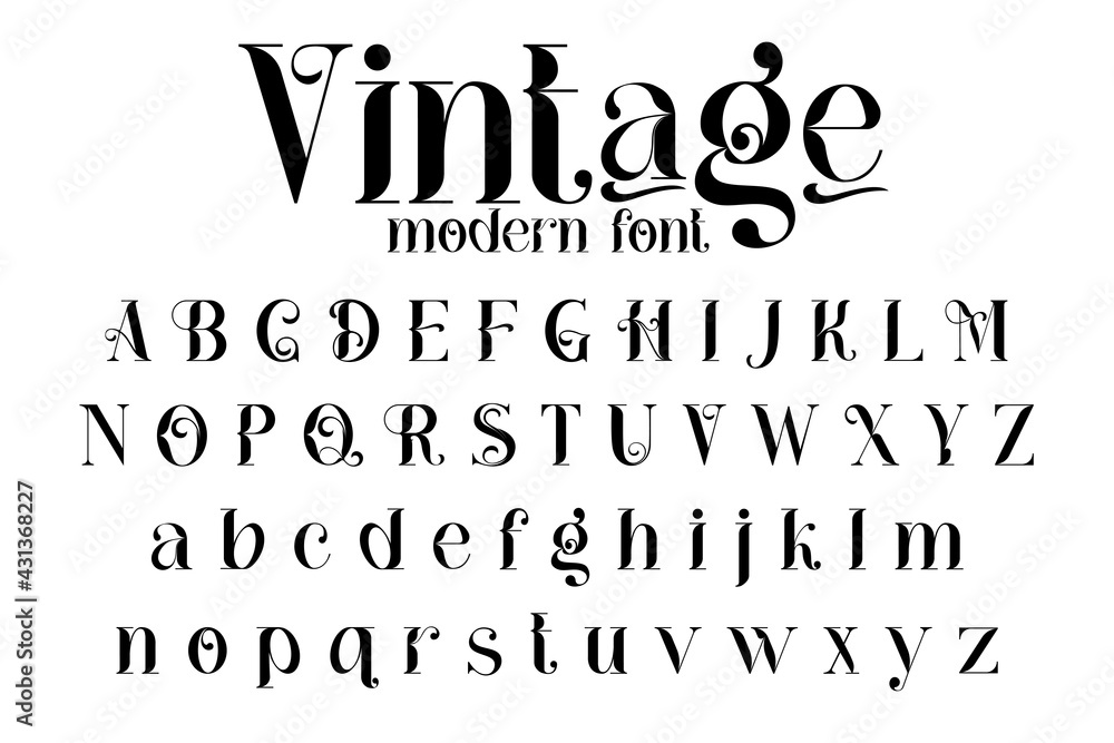 Vecteur Stock Vintage decorative font - Cathleen. Retro typerface. Elegance  serif alphabet. Vector font for label, branding, tags, t-shirt, alcohol  bottle. | Adobe Stock
