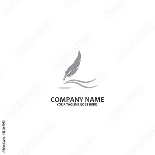 feather pen symbol icon vector logo