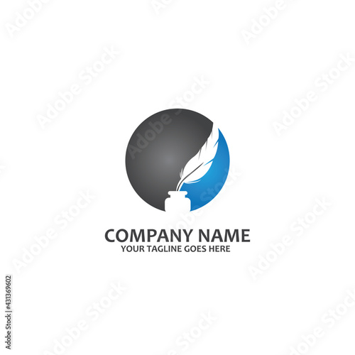 feather pen symbol icon vector logo
