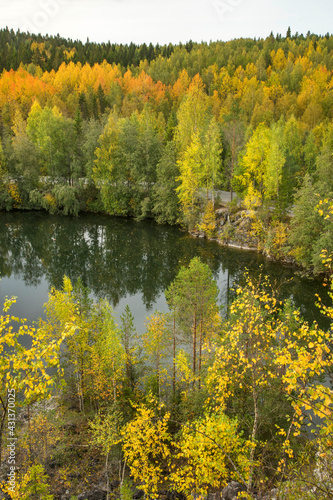 Lake Montferrand (Small Marble lake) in Mountain Park Ruskeala. Republic of Karelia. Russia