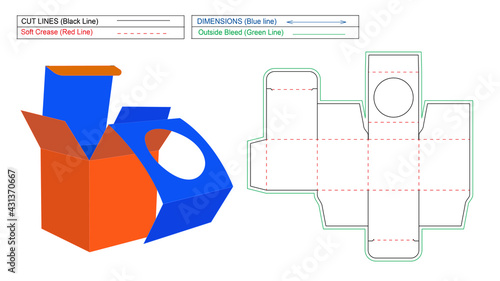 Resizeable and editable Reverse tuck end box dieline and packaging design template, diecut and 3D vector render box