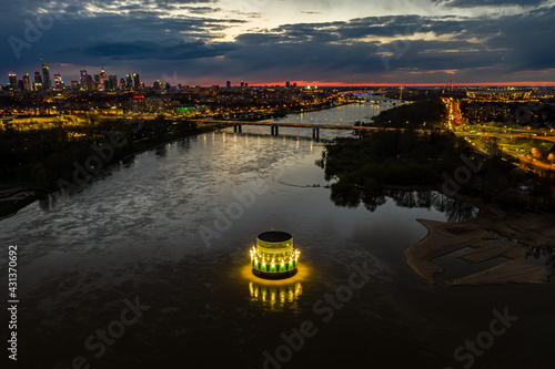Warsaw drinking water intake during sunset