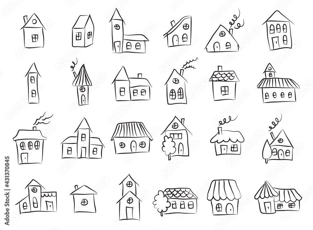 hand drawn doodle houses vector sketch icons hand drawn doodle houses vector sketch icons