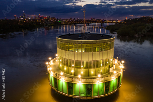 Warsaw drinking water intake during sunset