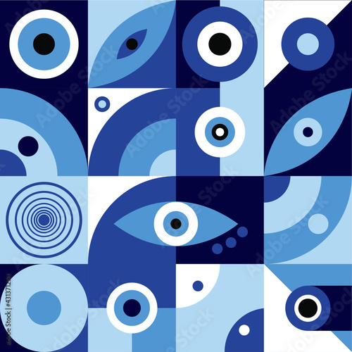 Blue abstract geometric background - Abstract geometric shapes flat design