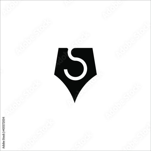 letter S pen logo design vector photo