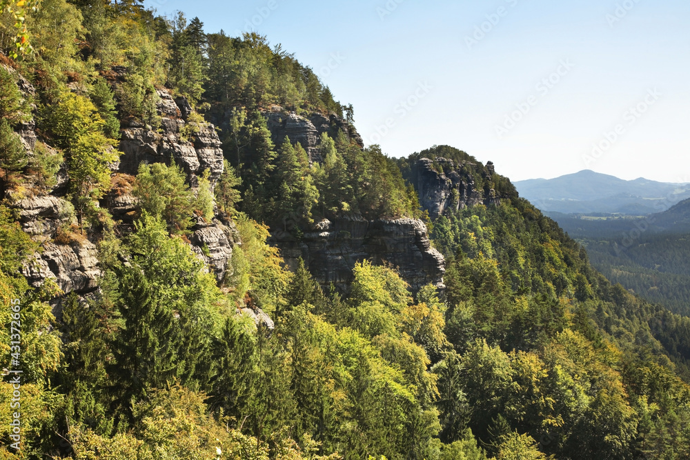 Bohemian Switzerland  - Elbe Sandstone Mountains near Hrensko. Bohemia. Czech Republic