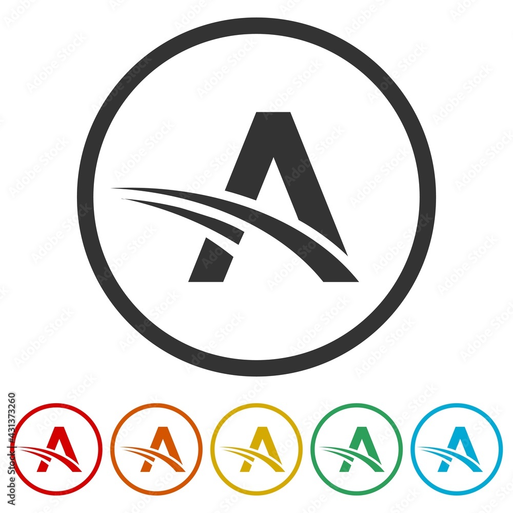 Letter A logo design ring icon color set Letter A logo design ring icon color set