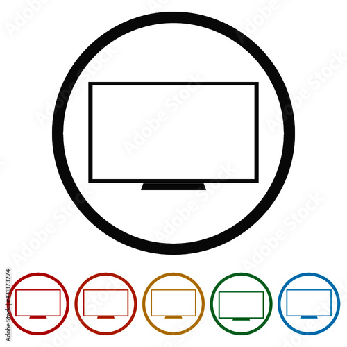 Tv ring icon isolated on white background color set