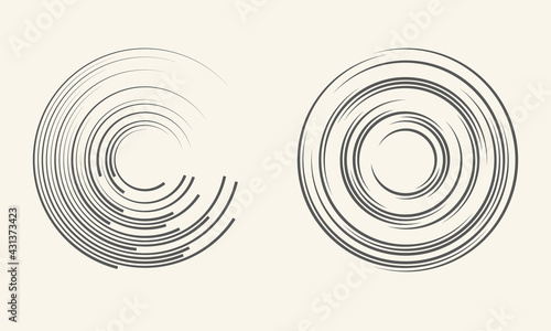 Abstract background with lines design. Halftone circles with black lines.