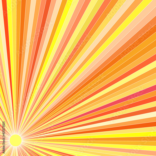 Abstract background with sunset. Golden color backdrop with lines.
