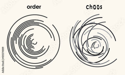 Abstract circle background with lines. Order and chaos concept.