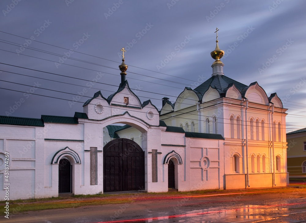 Obraz premium Church of Icon of Mother of God Is Worthy – Merciful at Epiphany convent in Uglich. Russia