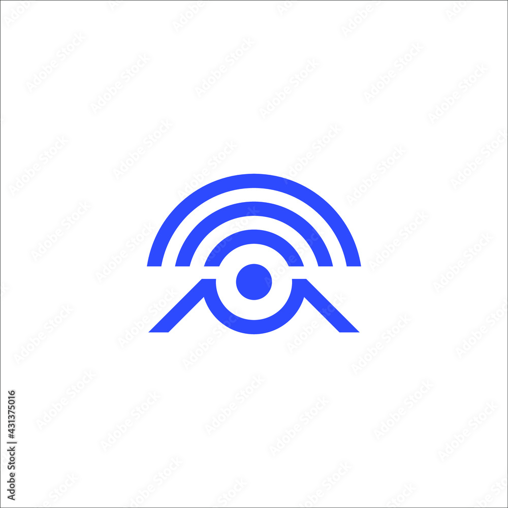M wifi  logo design vector - obrazy, fototapety, plakaty 