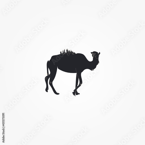 camel contour and doodle line vector illustration