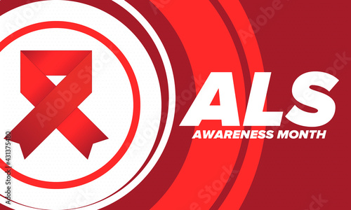 ALS Awareness Month. Amyotrophic lateral sclerosis. Annual campaign is held in May in United States. Control and protection. Prevention campaign. Medical health care concept. Vector illustration