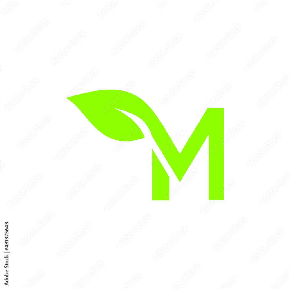 M leaf logo design vector M leaf logo design vector