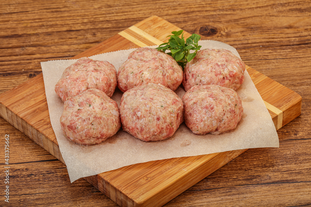 Raw turkey meatball for cooking Raw turkey meatball for cooking