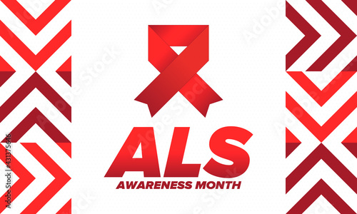 ALS Awareness Month. Amyotrophic lateral sclerosis. Annual campaign is held in May in United States. Control and protection. Prevention campaign. Medical health care concept. Vector illustration
