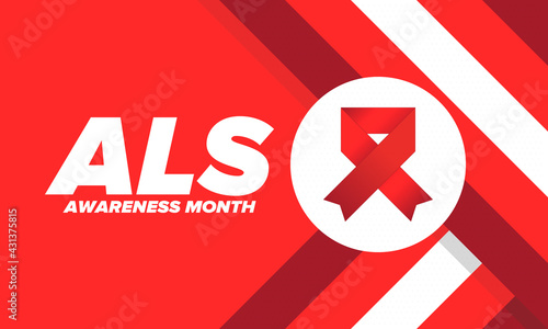 ALS Awareness Month. Amyotrophic lateral sclerosis. Annual campaign is held in May in United States. Control and protection. Prevention campaign. Medical health care concept. Vector illustration