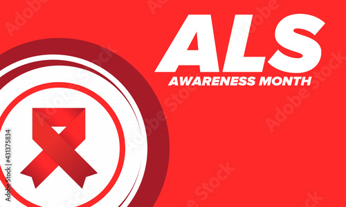ALS Awareness Month. Amyotrophic lateral sclerosis. Annual campaign is held in May in United States. Control and protection. Prevention campaign. Medical health care concept. Vector illustration