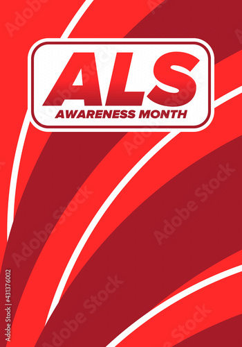 ALS Awareness Month. Amyotrophic lateral sclerosis. Annual campaign is held in May in United States. Control and protection. Prevention campaign. Medical health care concept. Vector illustration
