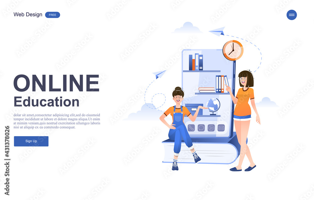 flat design concept of education for website and landing page template.Online education, training and courses, learning, Vector illustration. flat design concept of education for website and landing page template.Online education, training and courses, learning, Vector illustration.