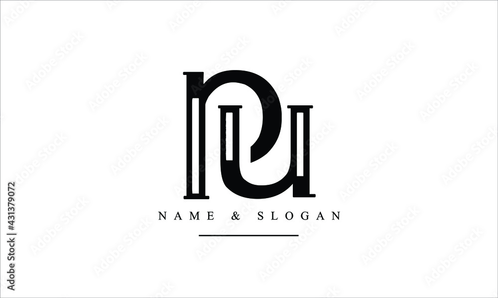 Naklejka PU, UP, P, U abstract letters logo monogram