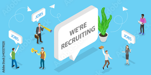 3D Isometric Flat Vector Conceptual Illustration of Job Fair