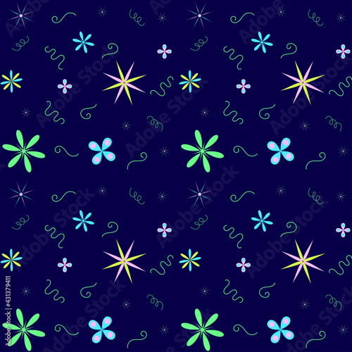 floral pattern on a blue background