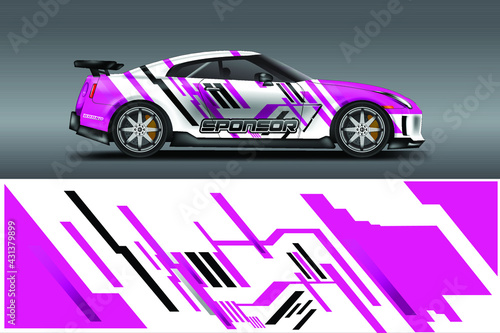 Decal Car Wrap Design Vector. Graphic Abstract Stripe Racing Background For Vehicle  Race car  Rally  Drift . Ready Print File