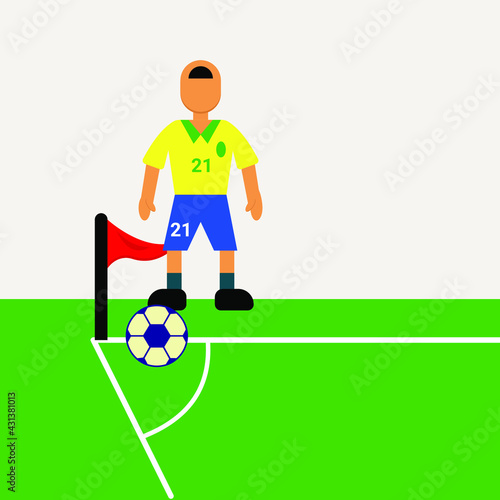 corner kick football soccer player vector illustration  