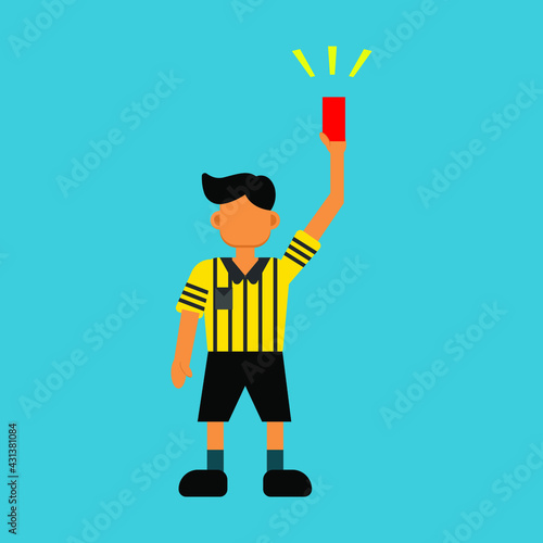 soccer referee with red card vector illustration
