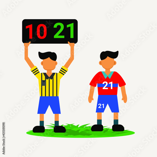 substitution football player vector illustration
