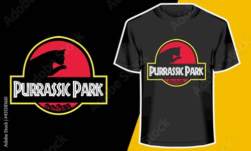 Purrassic Park T Shirt, Cat Lover T-Shirt, T shirt Design Idea, Typography Design