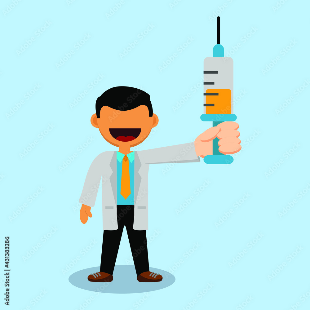 doctor with injection of vector illustration doctor with injection of vector illustration