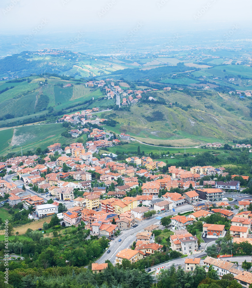 The view of city from the mountain, San Marino.