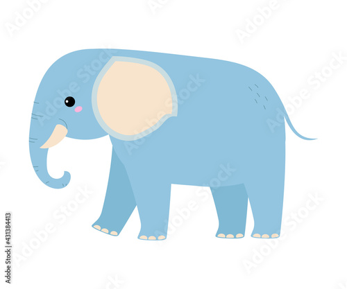 Cute Elephant Baby Animal  Exotic Tropical Fauna Element  African Savanna Inhabitant Cartoon Vector Illustration