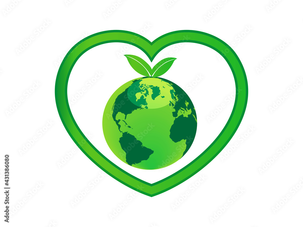 Green peace in the heart .Vector