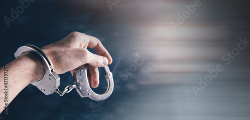 men handcuffed in criminal concept