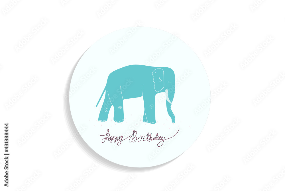 blue elephant card vector background