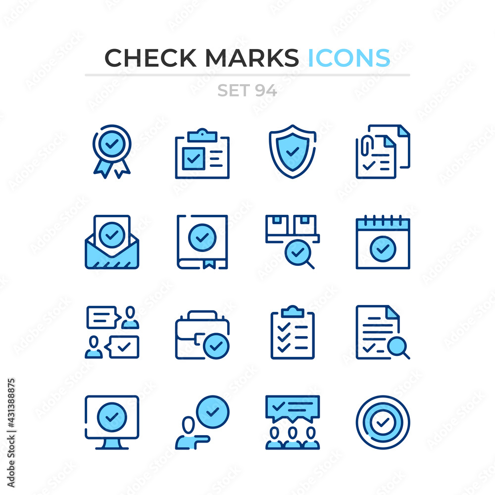 Check marks icons. Vector line icons set. Premium quality. Simple thin line design. Modern outline symbols collection, pictograms. Check marks icons. Vector line icons set. Premium quality. Simple thin line design. Modern outline symbols collection, pictograms.