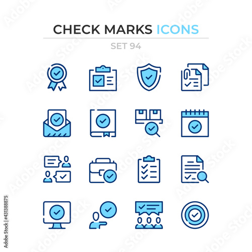 Check marks icons. Vector line icons set. Premium quality. Simple thin line design. Modern outline symbols collection, pictograms.