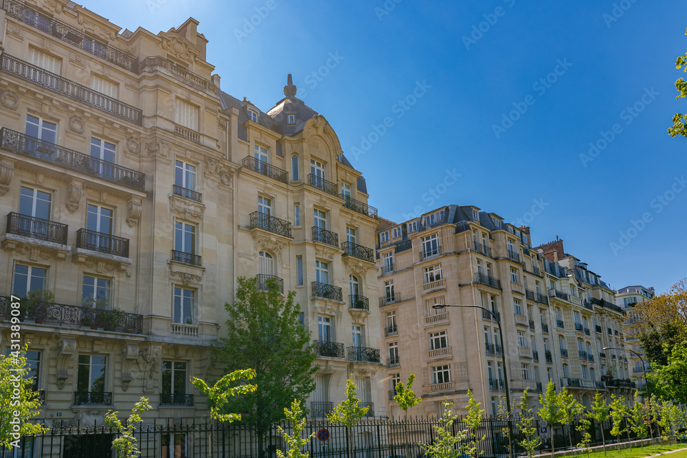 Paris, beautiful buildings in the 16th arrondissement, an upscale neighborhood 
