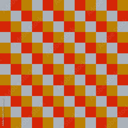 abstract seamless pattern of squares of three colors arranged in a checkerboard pattern for interior decoration, bathroom walls, as well as for prints on fabrics and packaging