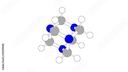 360º realistic 3D view of Methenamine as a seamless loop over a white opaque background with alpha mask. Also called hexamethylenetetramine and hexamine. photo
